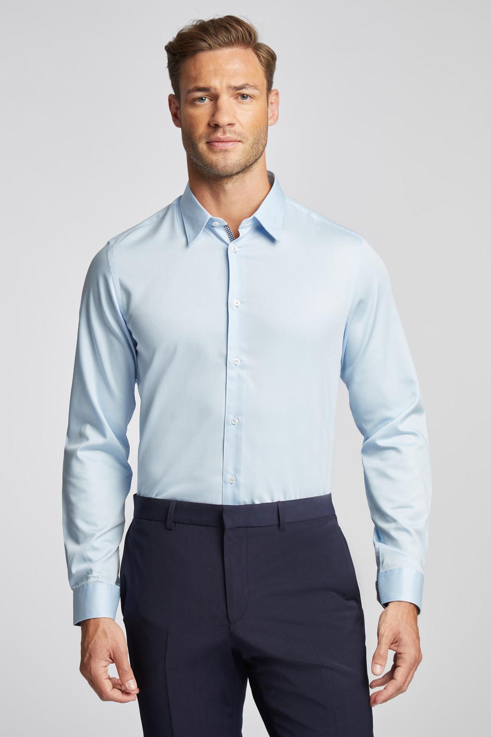 Blue Ted Baker ISLA - Slim Fit Pure Cotton Men Formal Shirts | Ireland  7602-HAONJ