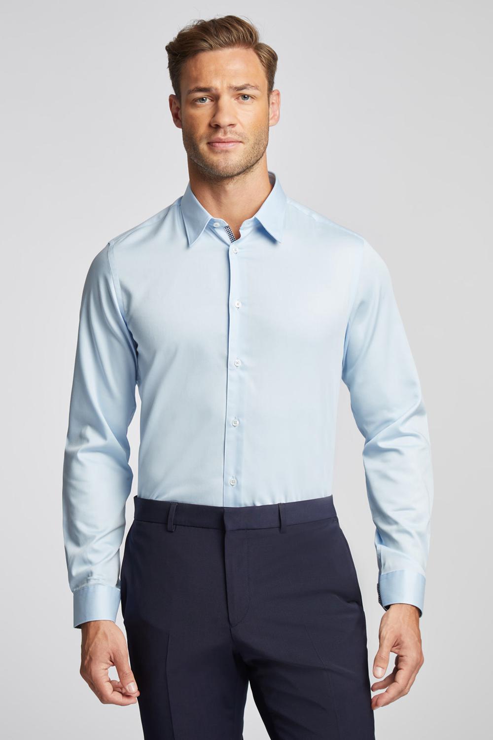 Blue Ted Baker ISLA - Slim Fit Pure Cotton Men Formal Shirts | Ireland  7602-HAONJ