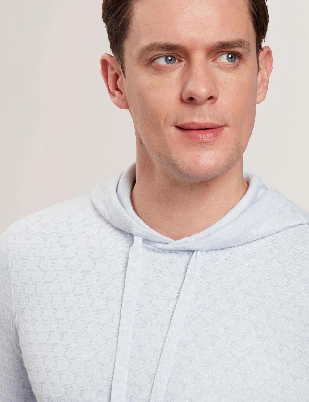 Blue Ted Baker LOULAR - Textured T Knit Wool Blend Men Hoodies | Ireland  5039-MURGY