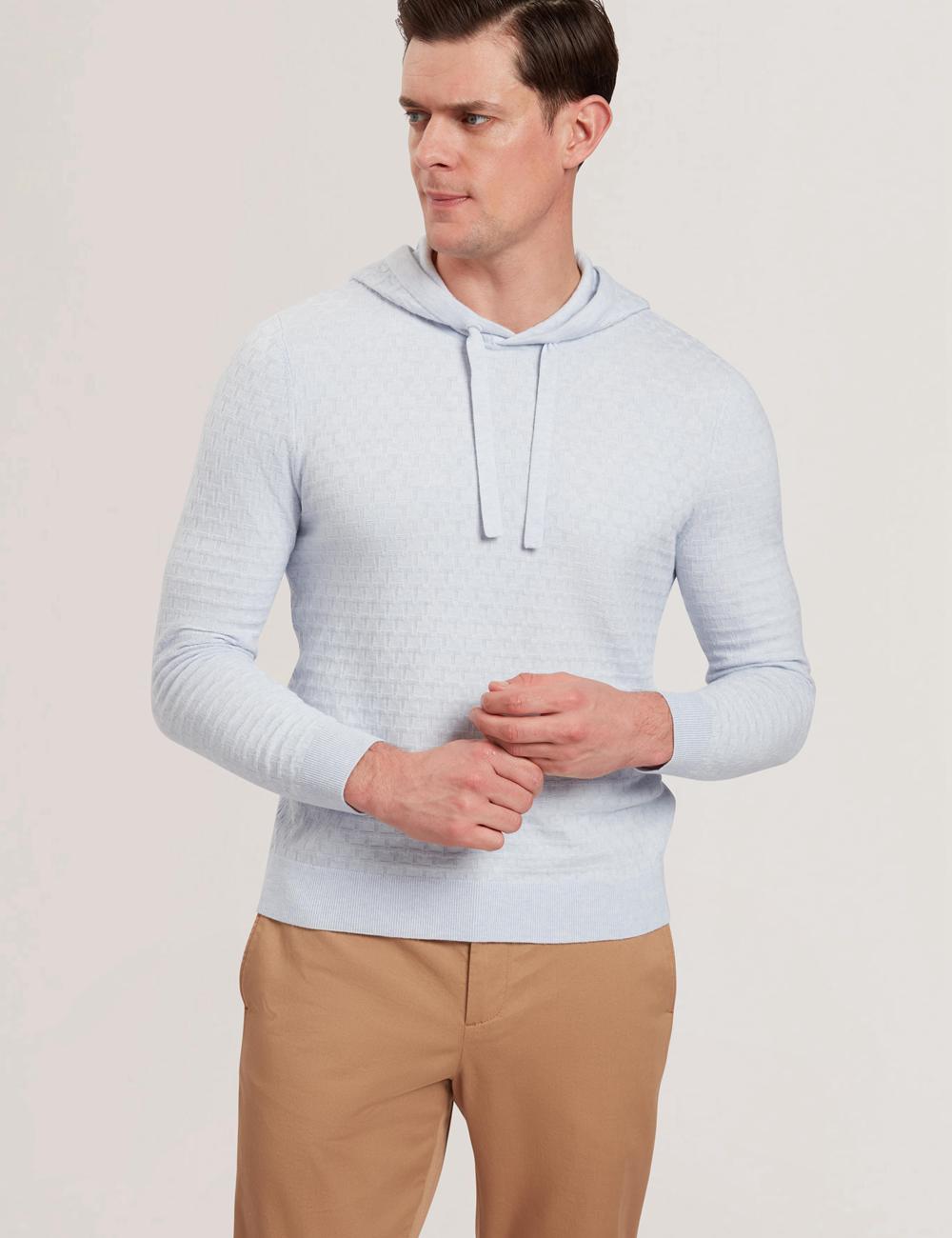 Blue Ted Baker LOULAR - Textured T Knit Wool Blend Men Hoodies | Ireland  5039-MURGY
