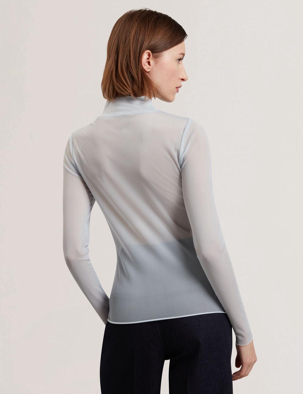 Blue Ted Baker PIPYA - Floral High Neck Long Sleeve Mesh Women Tops | Ireland  5271-NTOEK