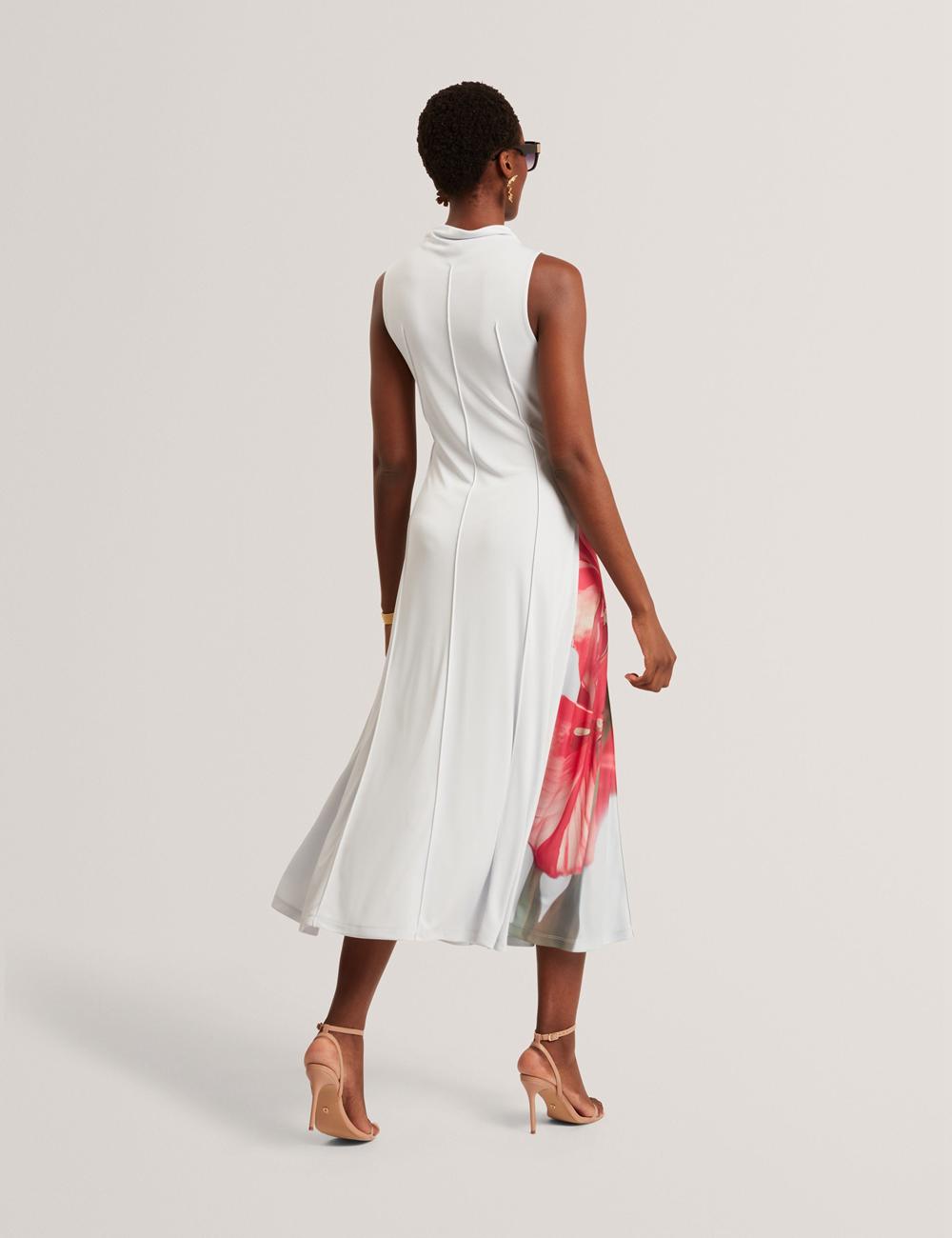 Blue Ted Baker REBEHKA - High Neck Printed Jersey Women Midi Dresses | Ireland  6230-OBFZD