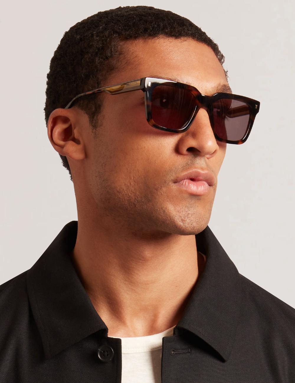 Brown Ted Baker CAIN - Chunky Square Two Tone Men Sunglasses | Ireland  6481-HYNXS