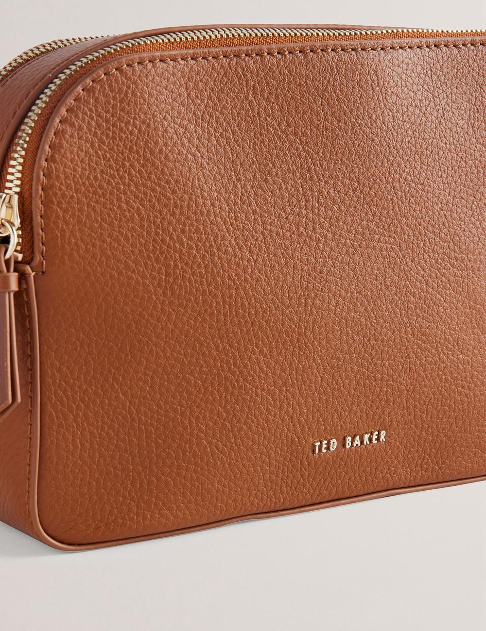 Brown Ted Baker DARCELO - Leather Double Zip Crossbody Camera Women Camera Bag | Ireland  6439-FAWSX