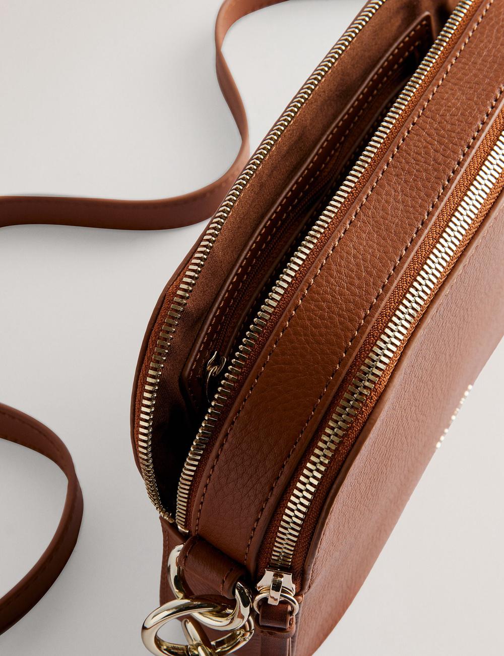 Brown Ted Baker DARCELO - Leather Double Zip Crossbody Camera Women Camera Bag | Ireland  6439-FAWSX