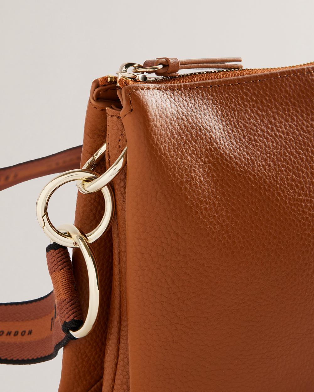 Brown Ted Baker DARCEYY - Leather With Webbing Strap Women Crossbody Bags | Ireland  4629-CNUGP