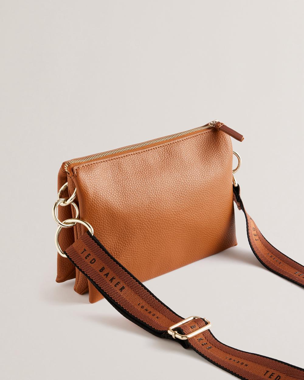 Brown Ted Baker DARCEYY - Leather With Webbing Strap Women Crossbody Bags | Ireland  4629-CNUGP