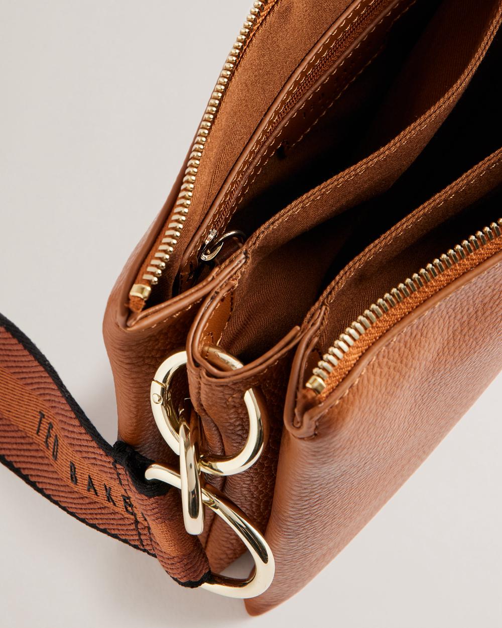 Brown Ted Baker DARCEYY - Leather With Webbing Strap Women Crossbody Bags | Ireland  4629-CNUGP