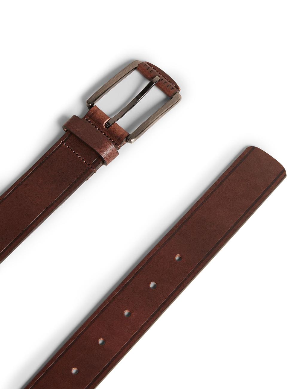 Brown Ted Baker LINDED - Debossed Detail Smooth Leather Men Belts | Ireland  1864-QLTCU