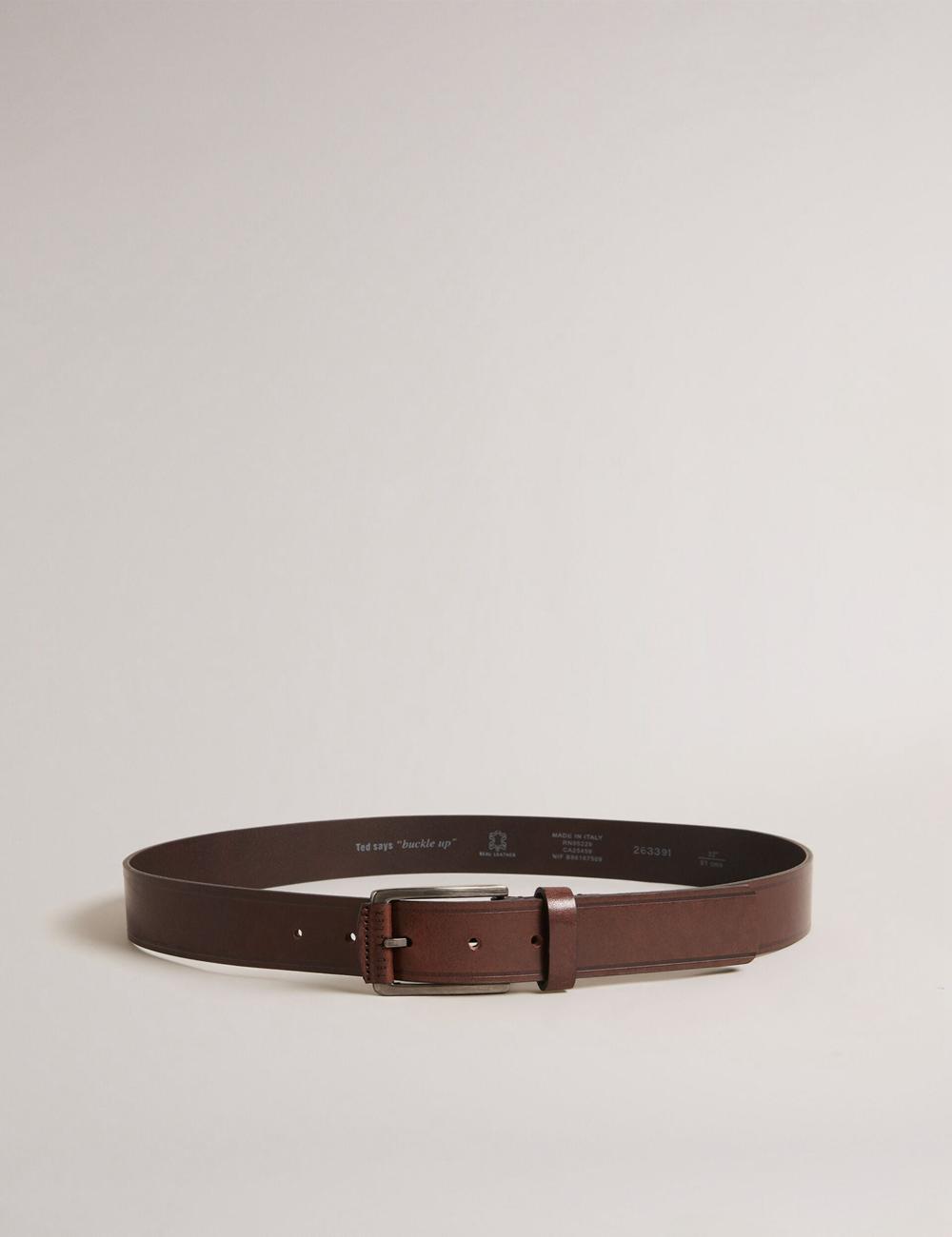 Brown Ted Baker LINDED - Debossed Detail Smooth Leather Men Belts | Ireland  1864-QLTCU