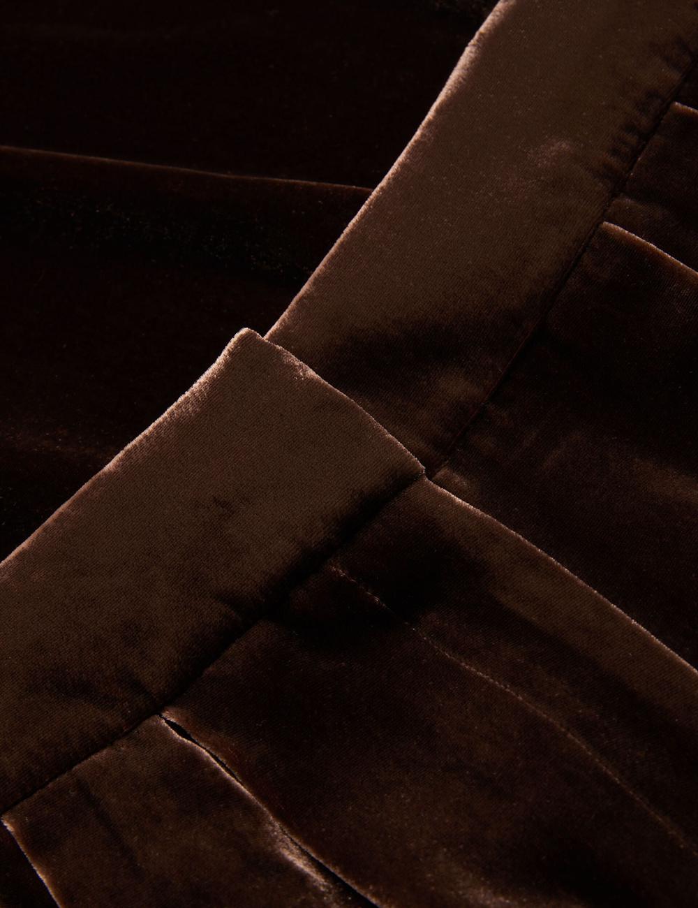 Brown Ted Baker MOMIJIT - Velvet Pleated Wide Leg Women Trousers | Ireland  7201-PNHAY
