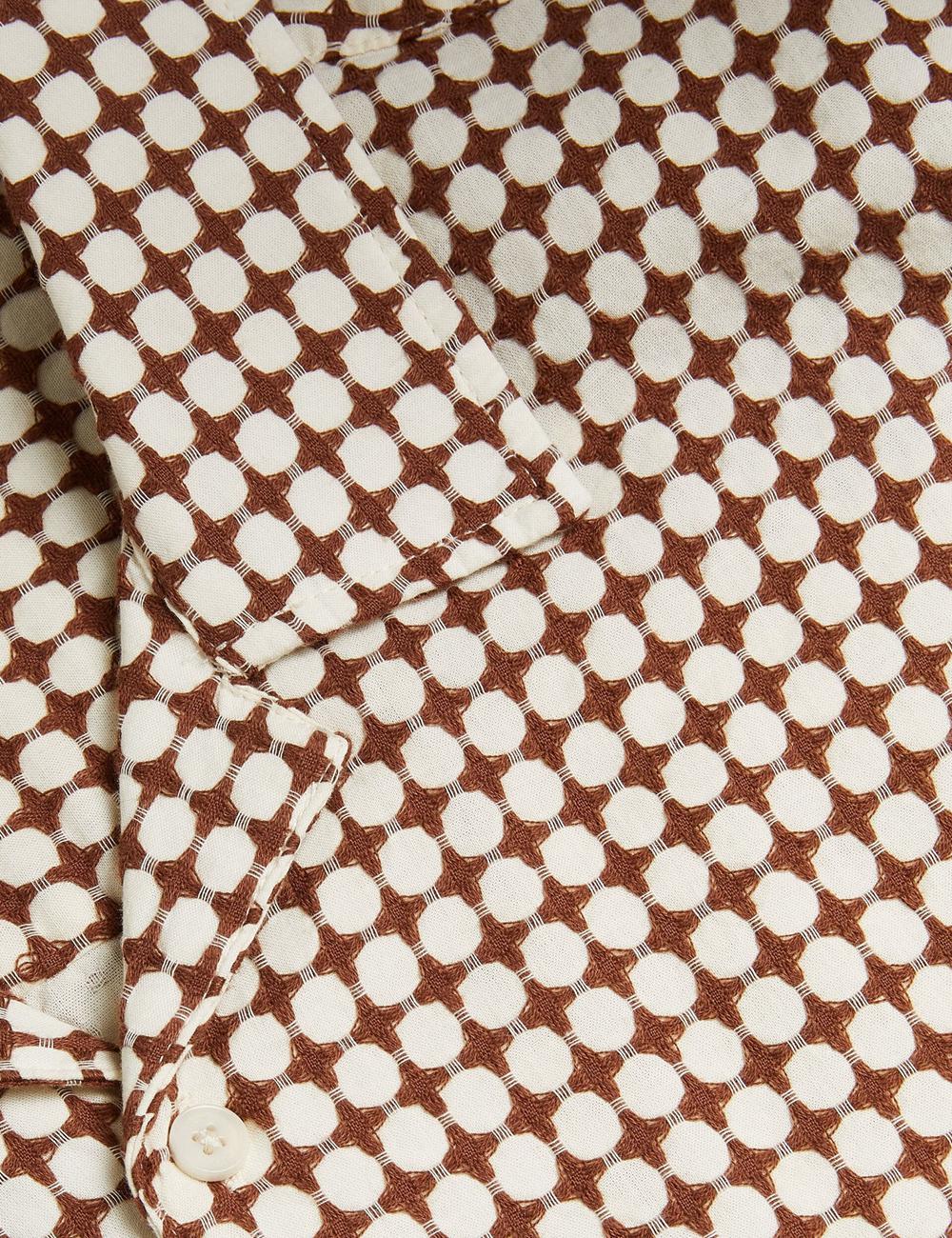 Brown Ted Baker OISE - Textured Grid Cotton Short Sleeve Men Casual Shirts | Ireland  1583-EDWVL