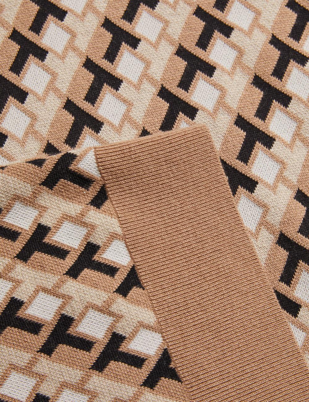 Brown Ted Baker SEFERRY - Interlocking T Jacquard Knitted Men Polos Shirts | Ireland  2468-PZNDR