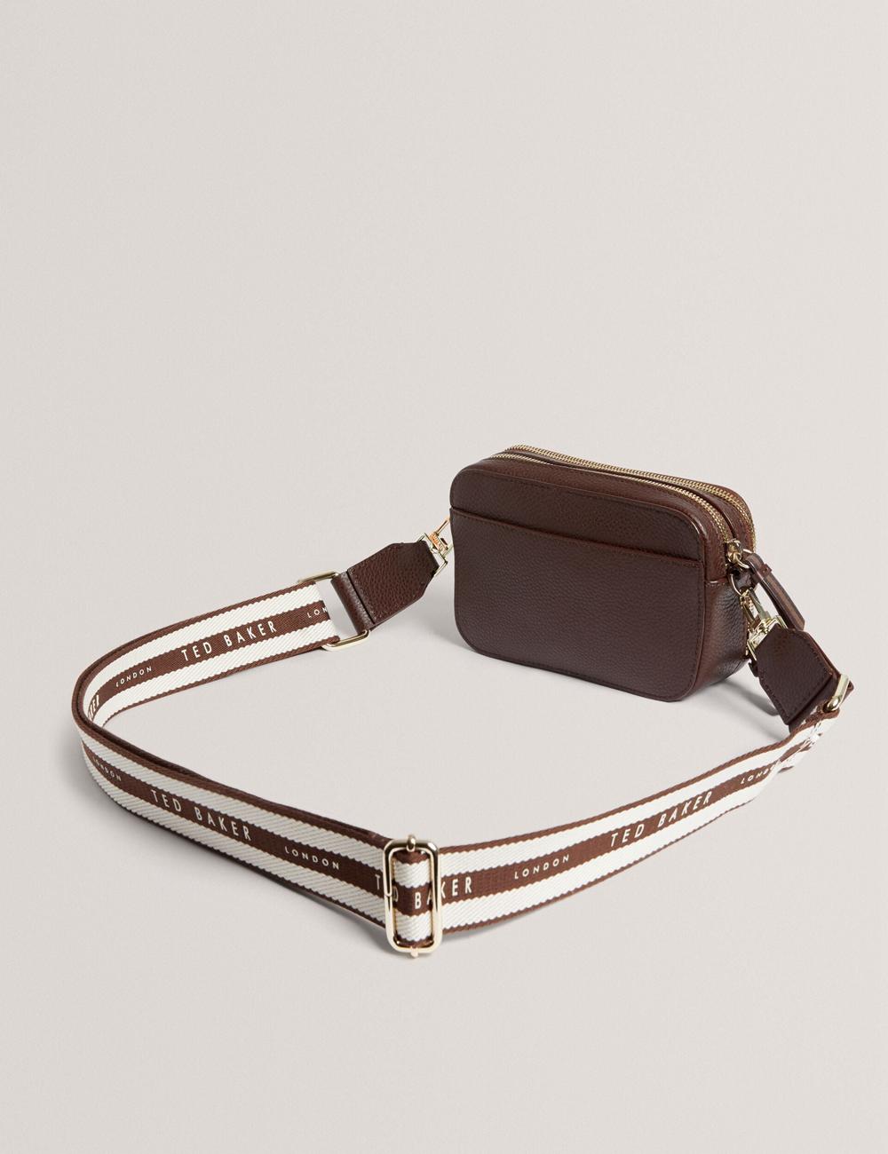 Brown Ted Baker WILLSA - Branded Webbing Mini Leather Camera Women Camera Bag | Ireland  1790-OPUIF