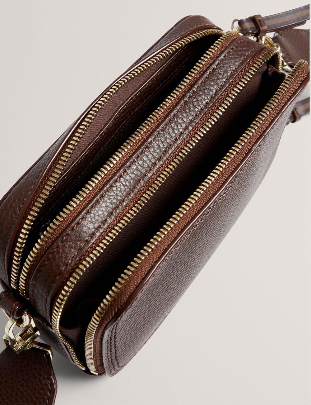 Brown Ted Baker WILLSA - Branded Webbing Mini Leather Camera Women Camera Bag | Ireland  1790-OPUIF