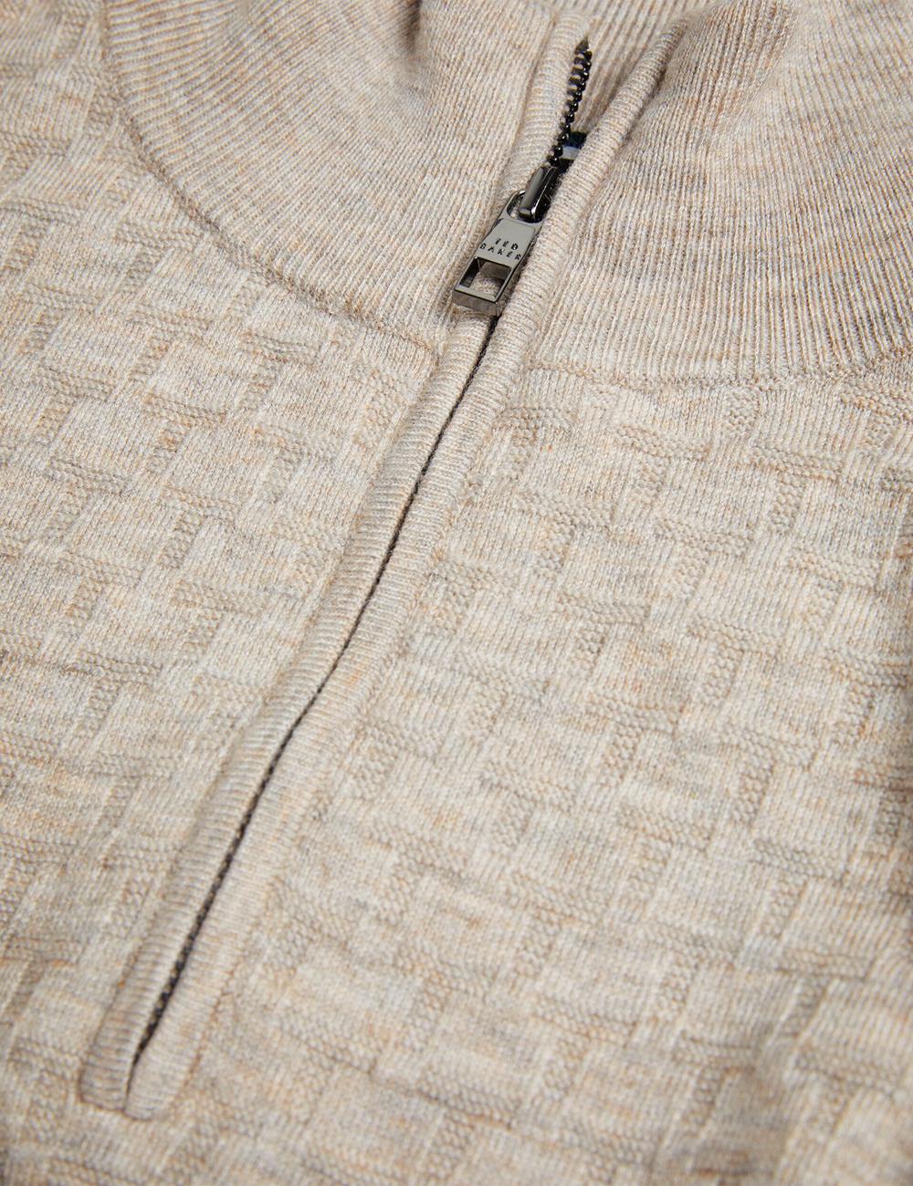 Camel Ted Baker KURNLE - T Knit Half Zip Funnel Neck Men Jumpers | Ireland  2903-YEPFD