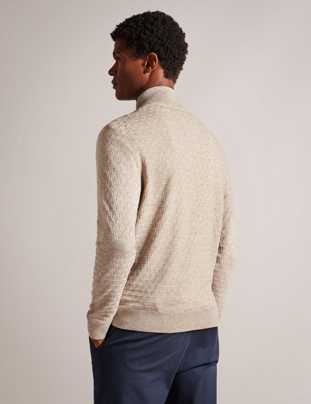 Camel Ted Baker KURNLE - T Knit Half Zip Funnel Neck Men Jumpers | Ireland  2903-YEPFD