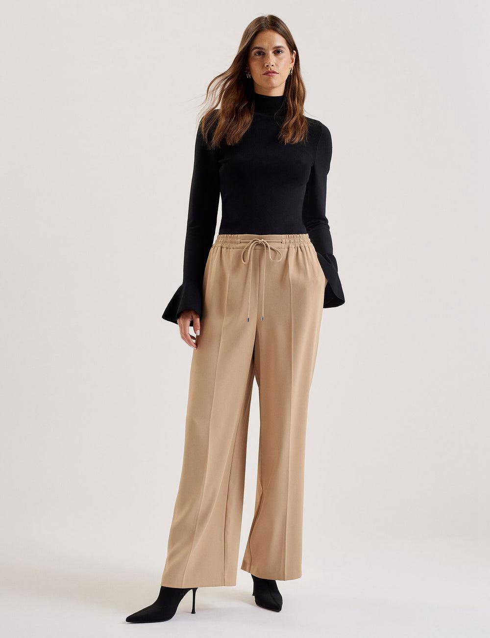 Camel Ted Baker LILIAAH - Wide Leg Tailored Smart Women Joggers | Ireland  3426-KIETD