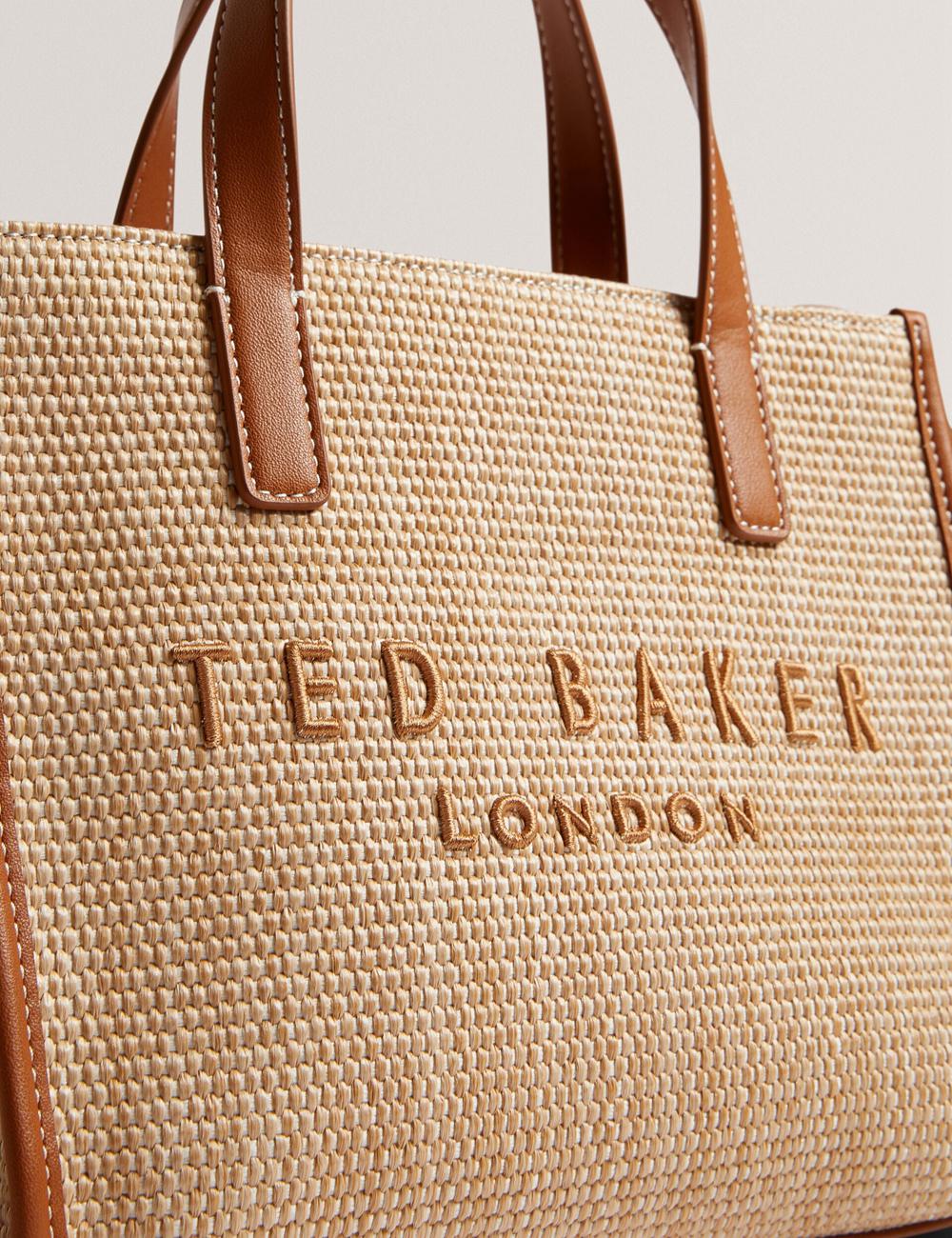 Camel Ted Baker PAOLINA - Faux Raffia PU Trim Small Women Tote Bags | Ireland  3729-ZHCFT