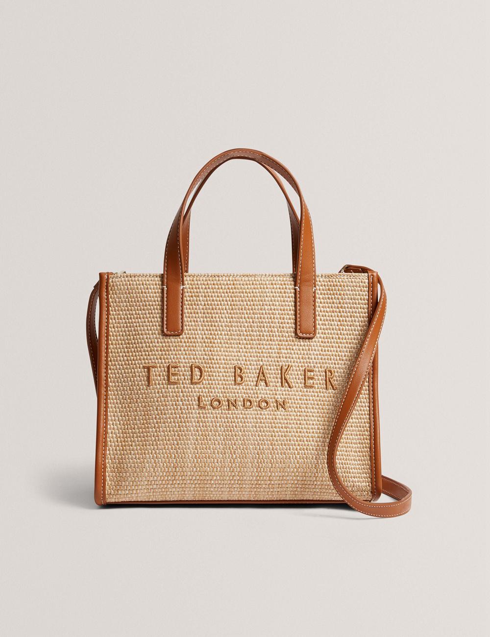 Camel Ted Baker PAOLINA - Faux Raffia PU Trim Small Women Tote Bags | Ireland  3729-ZHCFT