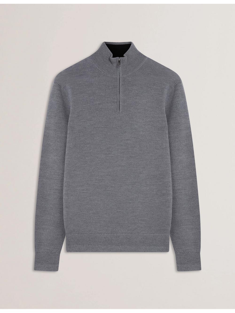 Charcoal Ted Baker LIMEHAS - Wool Quarter Zip Funnel Neck Men Jumpers | Ireland  0376-YRGWV