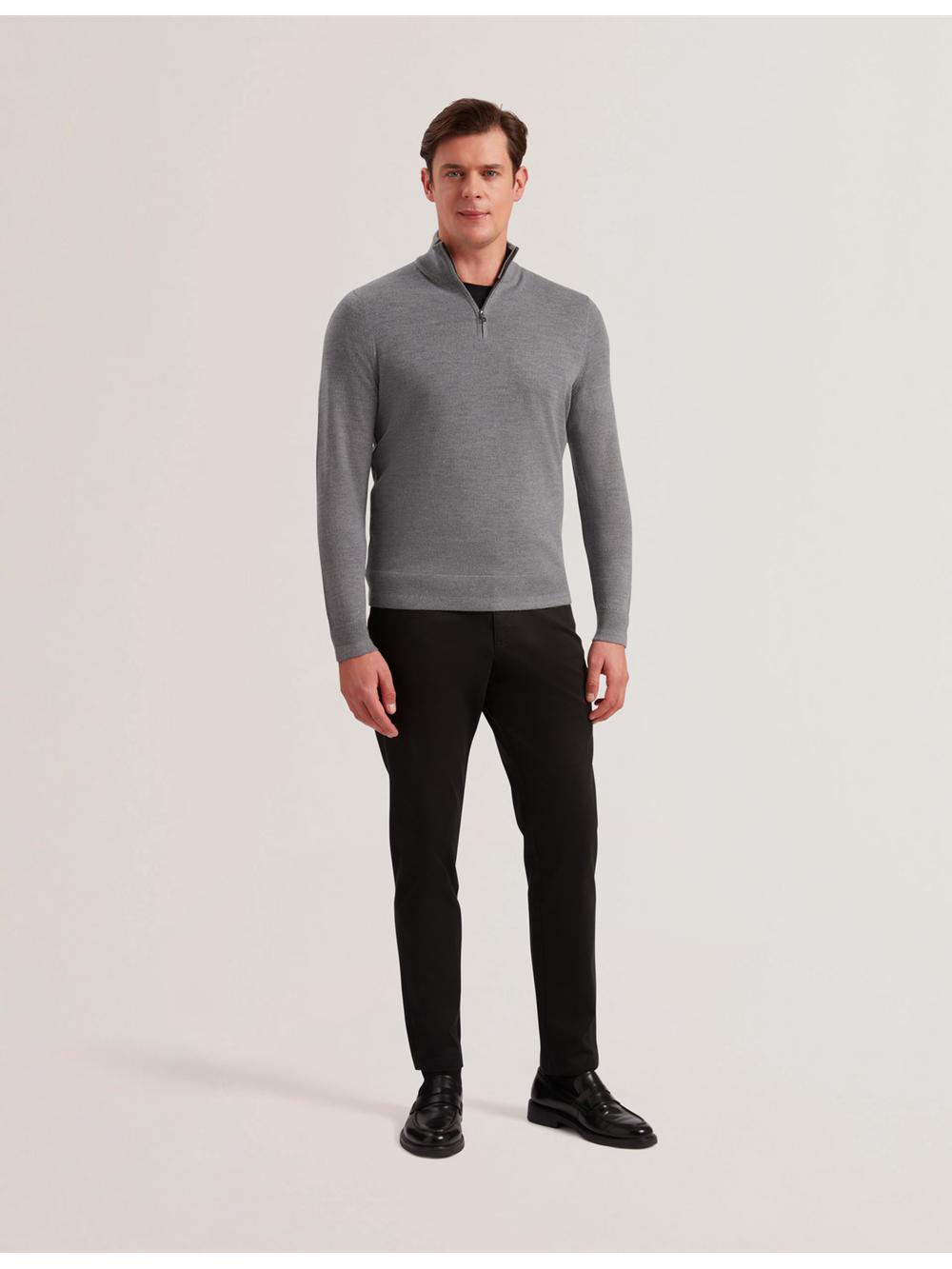 Charcoal Ted Baker LIMEHAS - Wool Quarter Zip Funnel Neck Men Jumpers | Ireland  0376-YRGWV