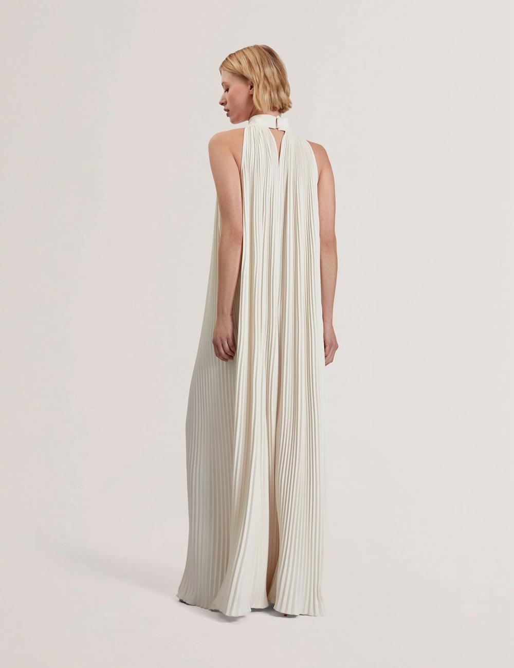 Coral Ted Baker AKALA - Halter Neck Keyhole Detail Pleated Women Maxi Dresses | Ireland  8417-FBKWS