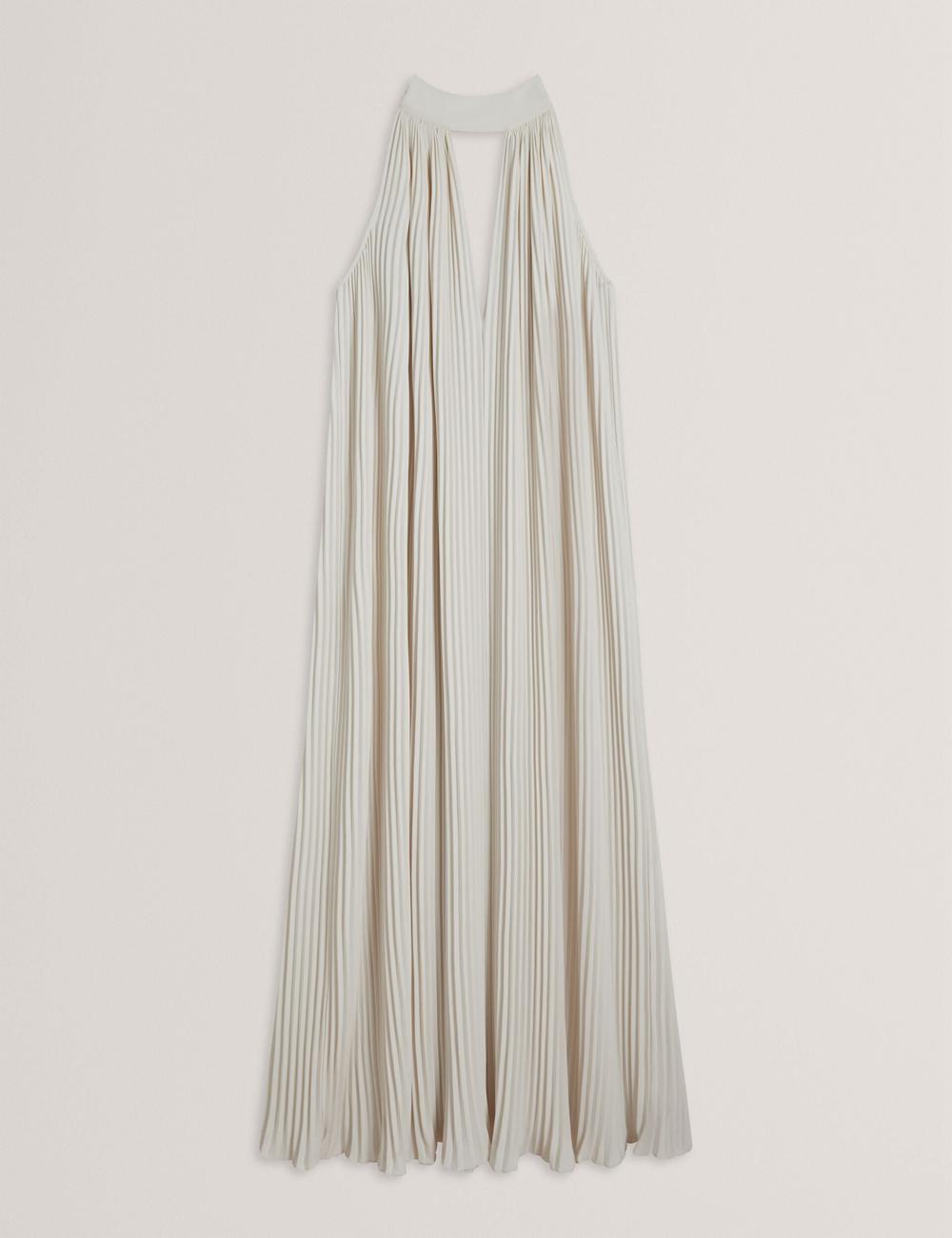Coral Ted Baker AKALA - Halter Neck Keyhole Detail Pleated Women Maxi Dresses | Ireland  8417-FBKWS