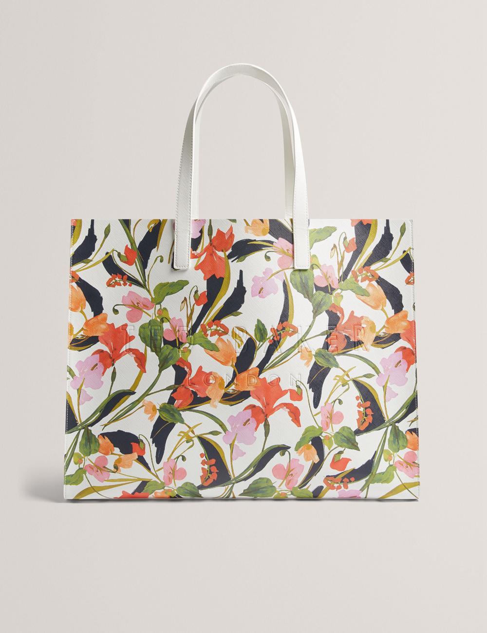 Cream Ted Baker FLORISH - Floral Print PU Leather Wide Women Tote Bags | Ireland  5316-XPGYU