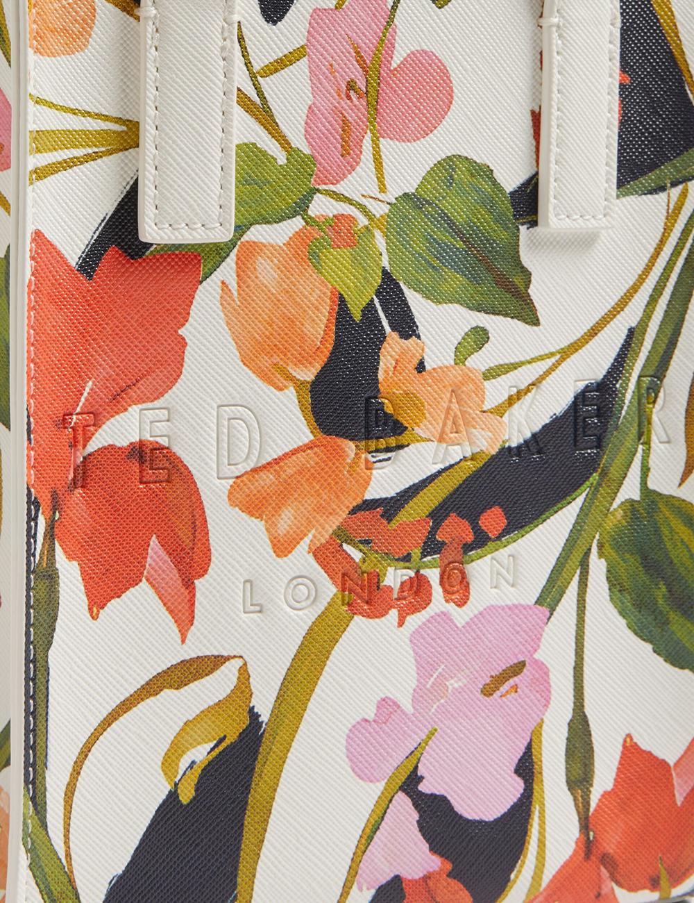 Cream Ted Baker FLOWEIA - Floral Faux Leather Mini Women Tote Bags | Ireland  1692-NWFTA
