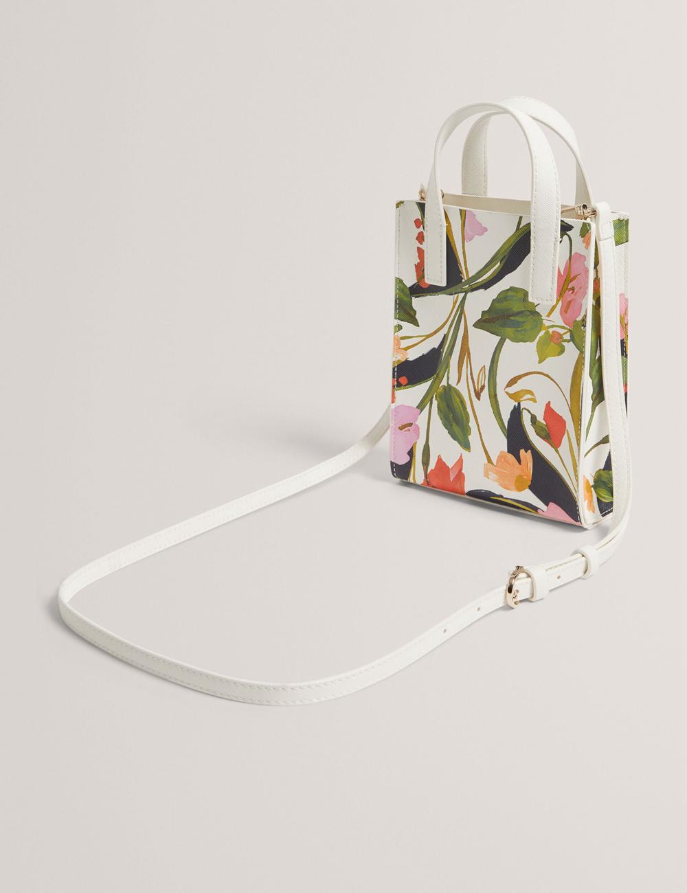 Cream Ted Baker FLOWEIA - Floral Faux Leather Mini Women Tote Bags | Ireland  1692-NWFTA