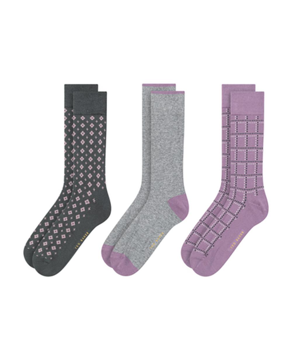 Dark Green Ted Baker 3 Pack Geometric Check Crew Men Socks | Ireland  1095-UPHMG