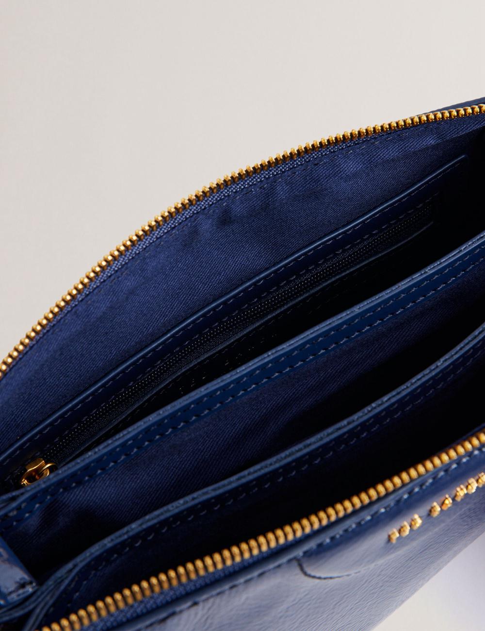 Dk-Blue Ted Baker ESILLE - Branded Webbing Patent Leather Women Crossbody Bags | Ireland  7832-XISBF