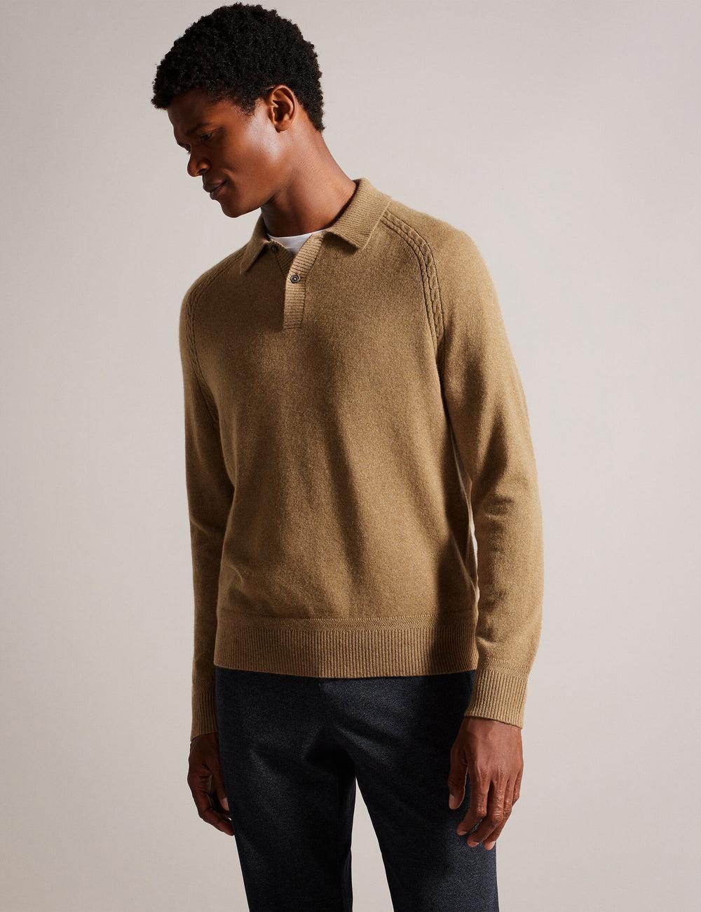 Dk-Brown Ted Baker KAROLT - Cashmere Knit Long Sleeve Top Men Jumpers | Ireland  3857-YCUHD