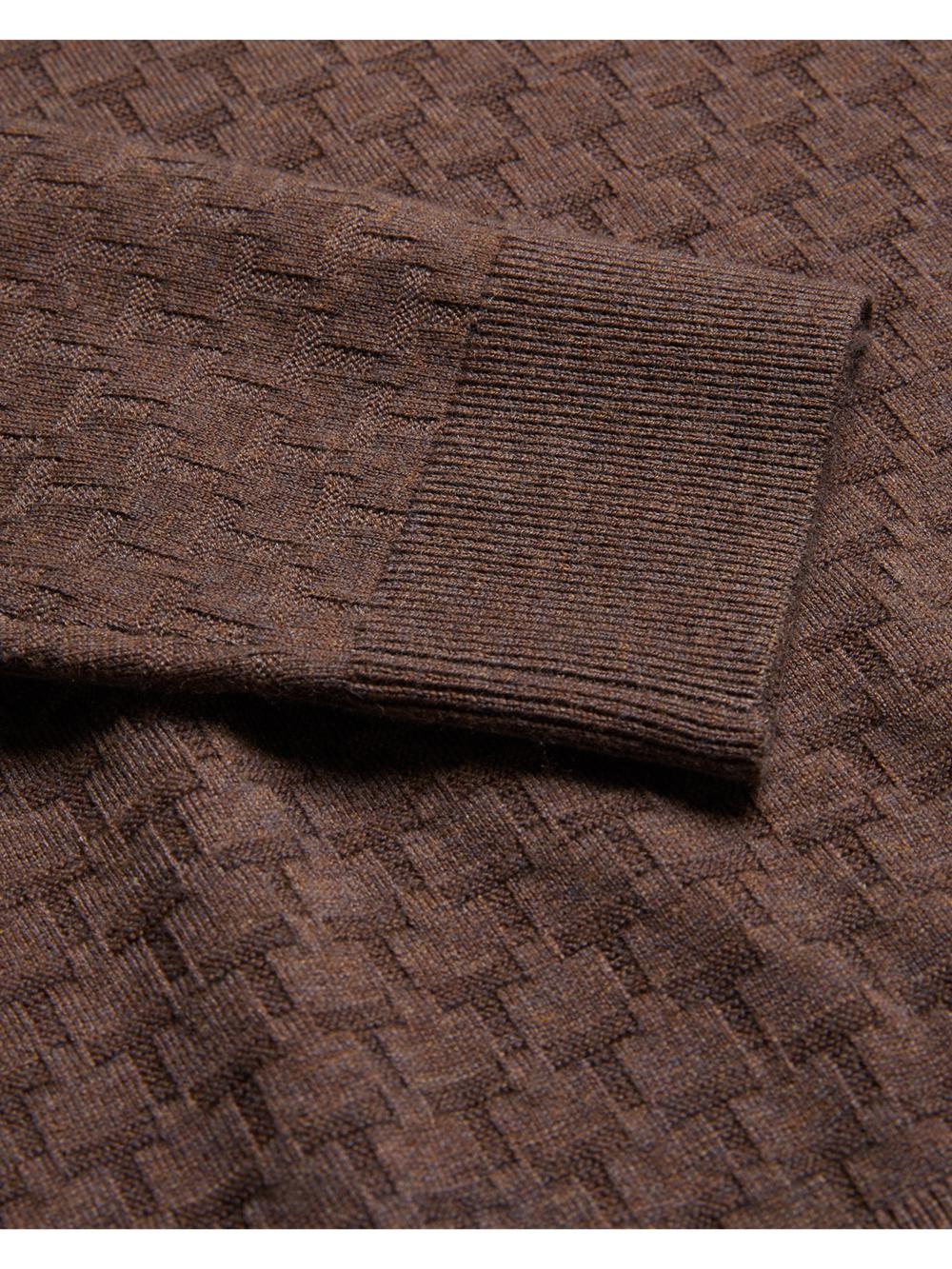 Dk-Brown Ted Baker MORAR - Long Sleeve T Stitch Knitted Men Jumpers | Ireland  1879-WQMAU