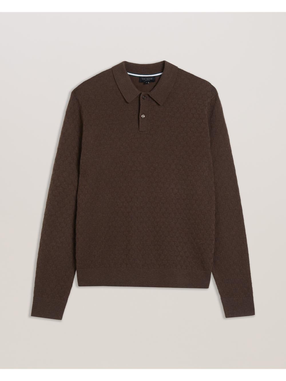 Dk-Brown Ted Baker MORAR - Long Sleeve T Stitch Knitted Men Jumpers | Ireland  1879-WQMAU
