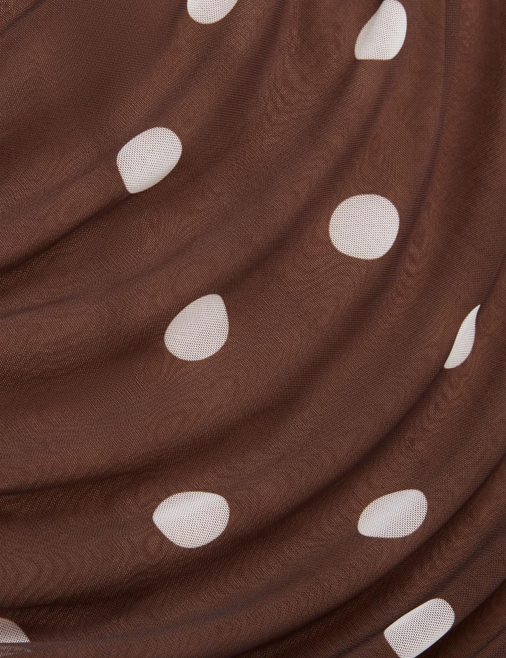 Dk-Brown Ted Baker TILDAHH - Off-Shoulder Polka Dot Mesh Women Mini Dresses | Ireland  1542-WJELR
