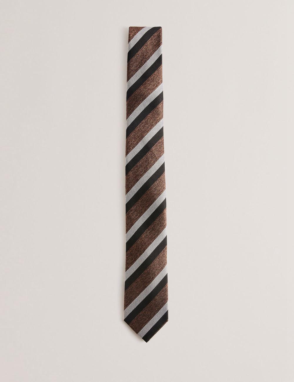 Dk-Brown Ted Baker WEISMUL - Textured Mixed Stripe Silk Men Ties | Ireland  3640-MZTNQ