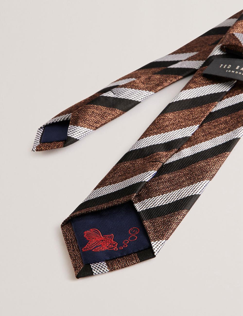 Dk-Brown Ted Baker WEISMUL - Textured Mixed Stripe Silk Men Ties | Ireland  3640-MZTNQ