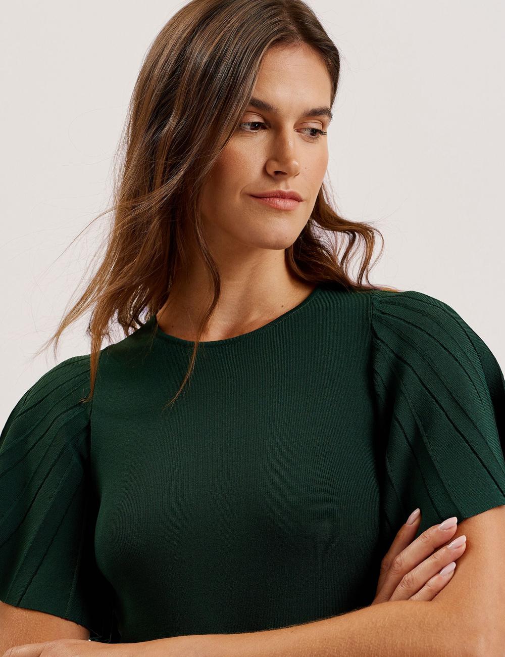 Dk-Green Ted Baker ALENHA - Knitted Angel Sleeve Women Mini Dresses | Ireland  5720-XJPQB