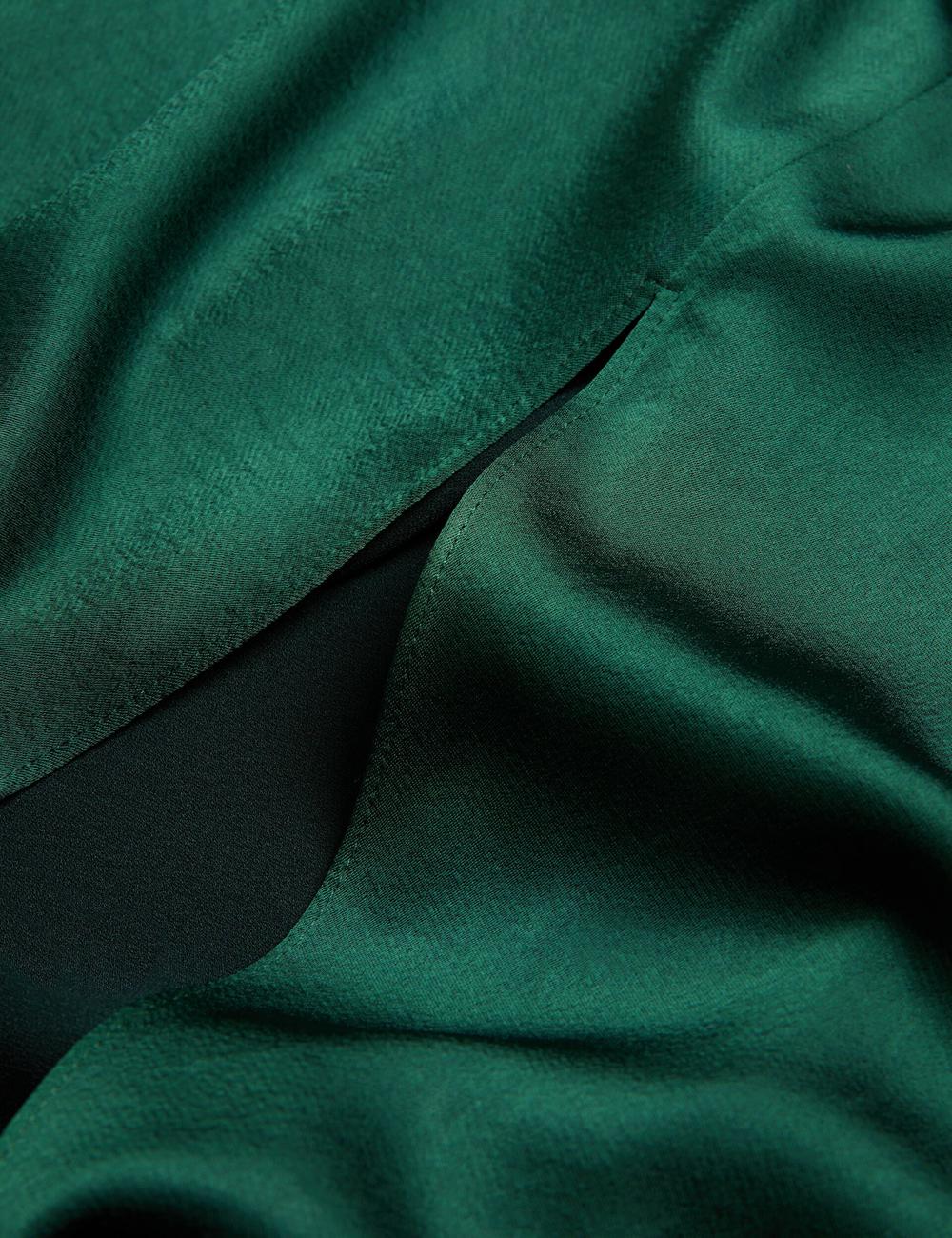 Dk-Green Ted Baker ALFEIOS - Long Sleeve Satin Skirt Women Midi Dresses | Ireland  9748-UNFZS