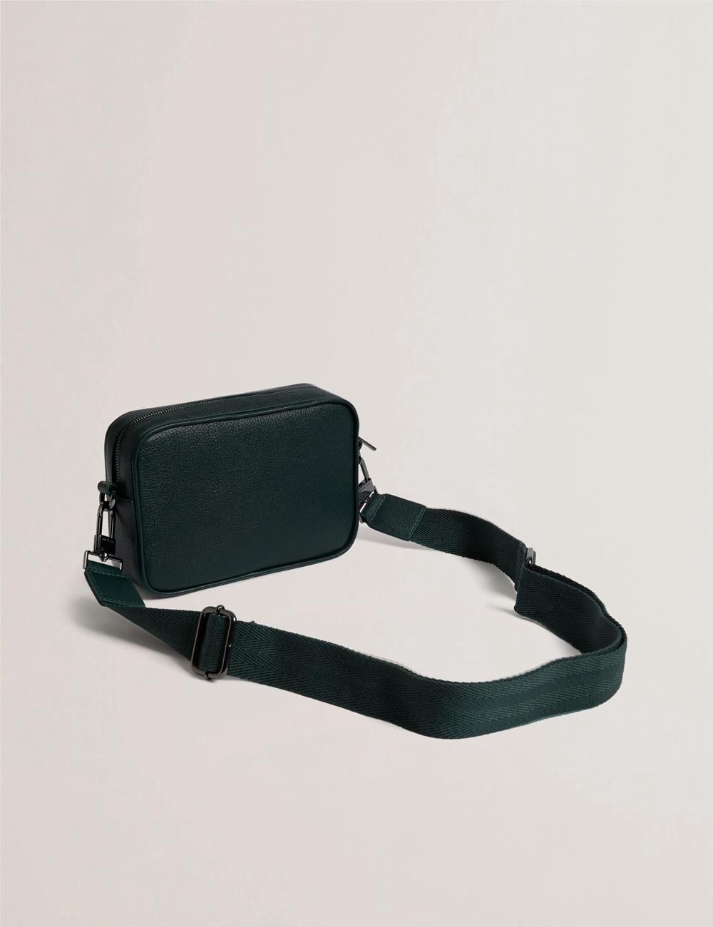 Dk-Green Ted Baker GRIFIN - Grained Leather Crossbody Pouch Men Crossbody Bags | Ireland  0359-VXWOD
