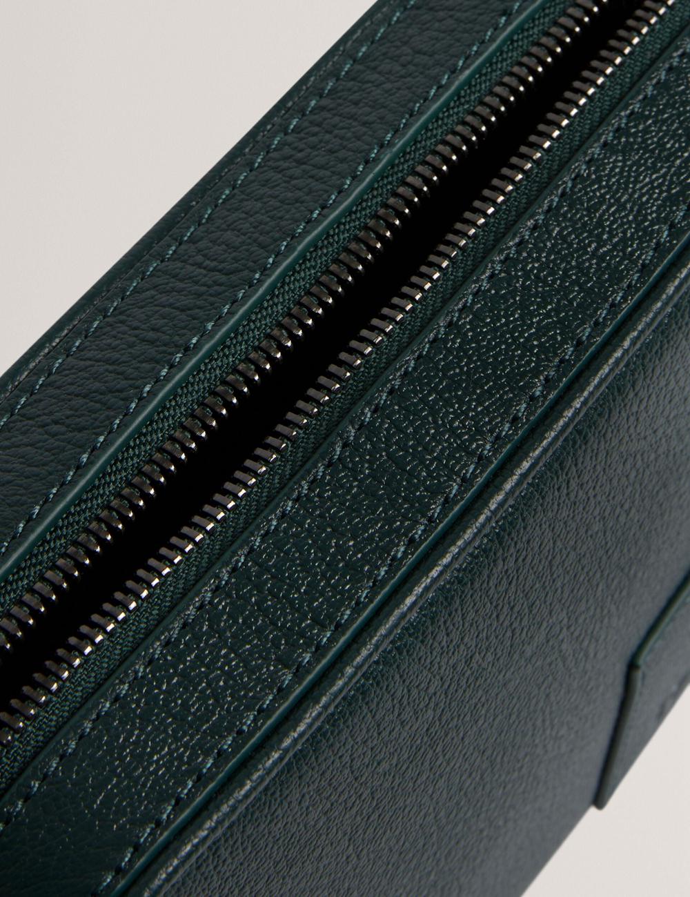 Dk-Green Ted Baker GRIFIN - Grained Leather Crossbody Pouch Men Crossbody Bags | Ireland  0359-VXWOD