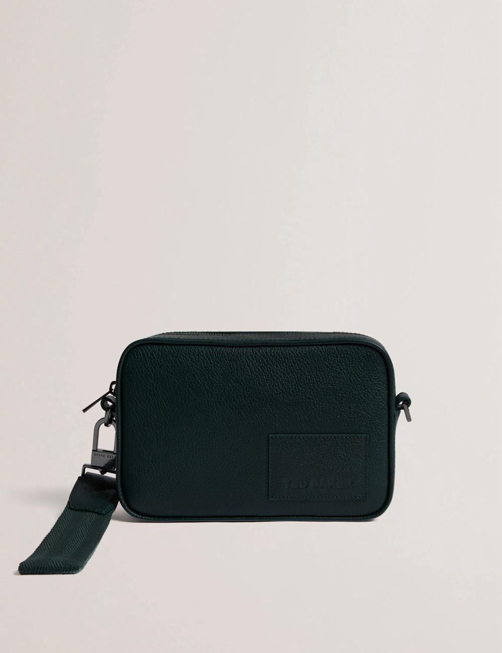 Dk-Green Ted Baker GRIFIN - Grained Leather Crossbody Pouch Men Crossbody Bags | Ireland  0359-VXWOD