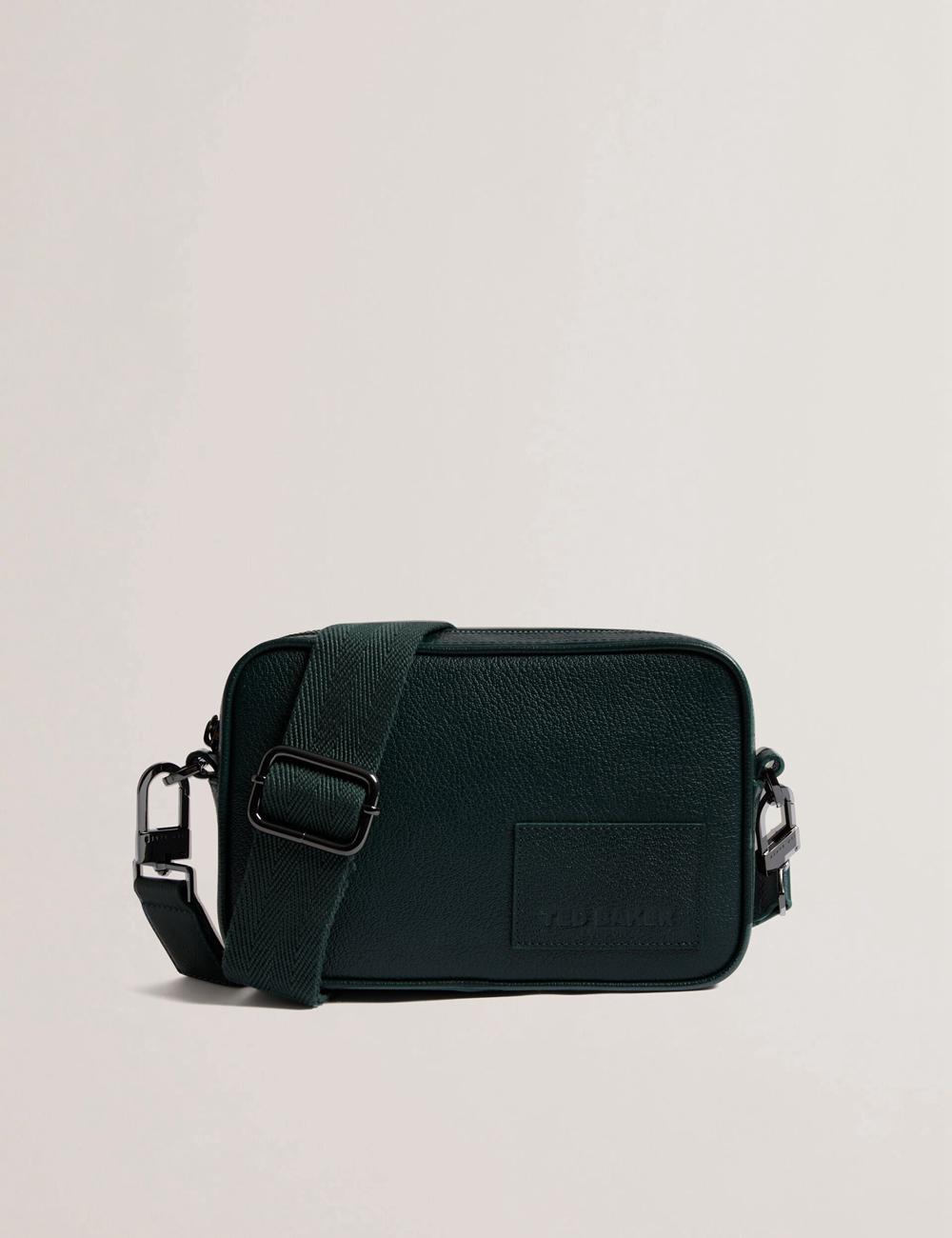 Dk-Green Ted Baker GRIFIN - Grained Leather Crossbody Pouch Men Crossbody Bags | Ireland  0359-VXWOD