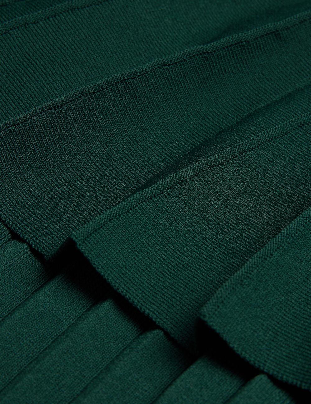 Dk-Green Ted Baker IIVANNA - Ribbed Knit Top With Fluted Short Sleeves Women Jumpers | Ireland  6319-PESTX