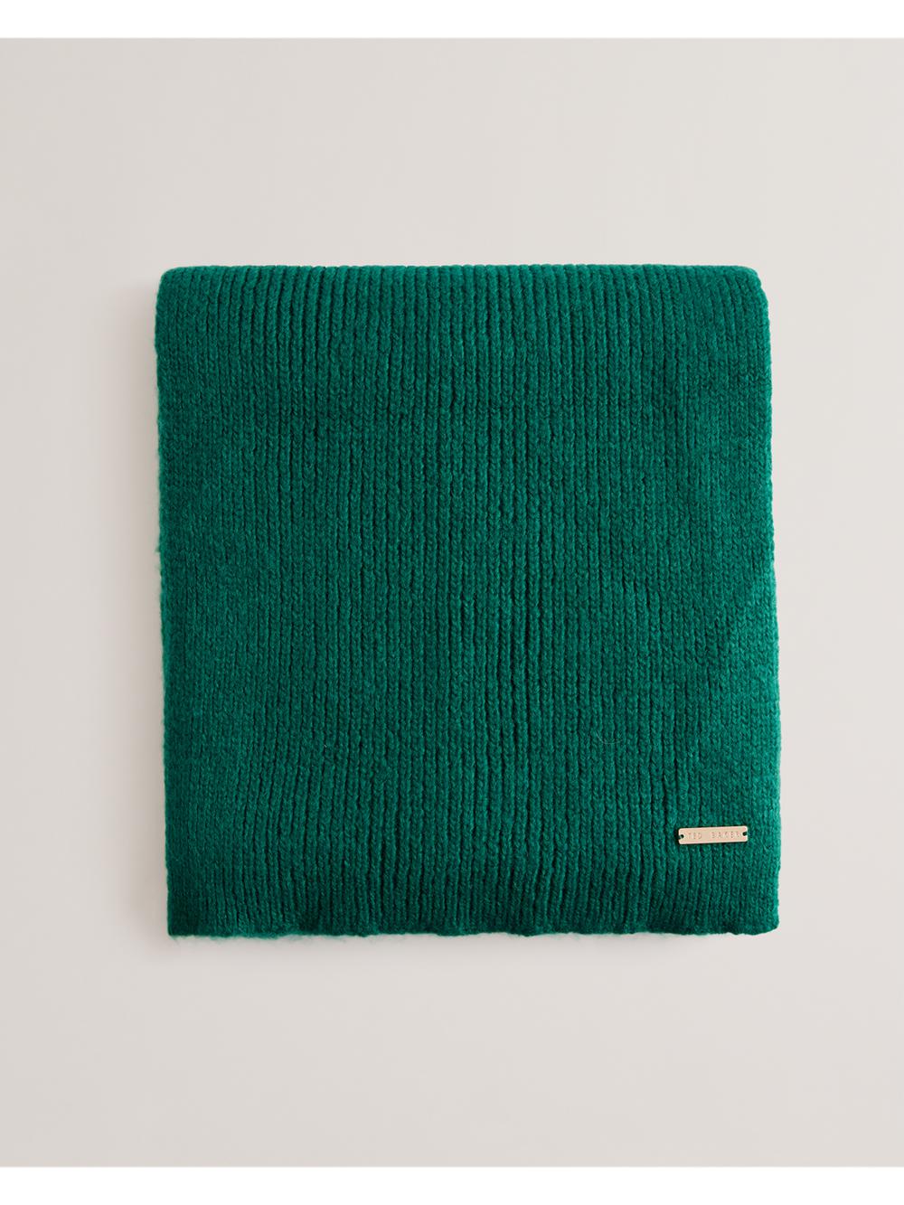 Dk-Green Ted Baker LIDIIES - Ribbed Wool Blend Knitted Women Scarves | Ireland  8130-NHIVO