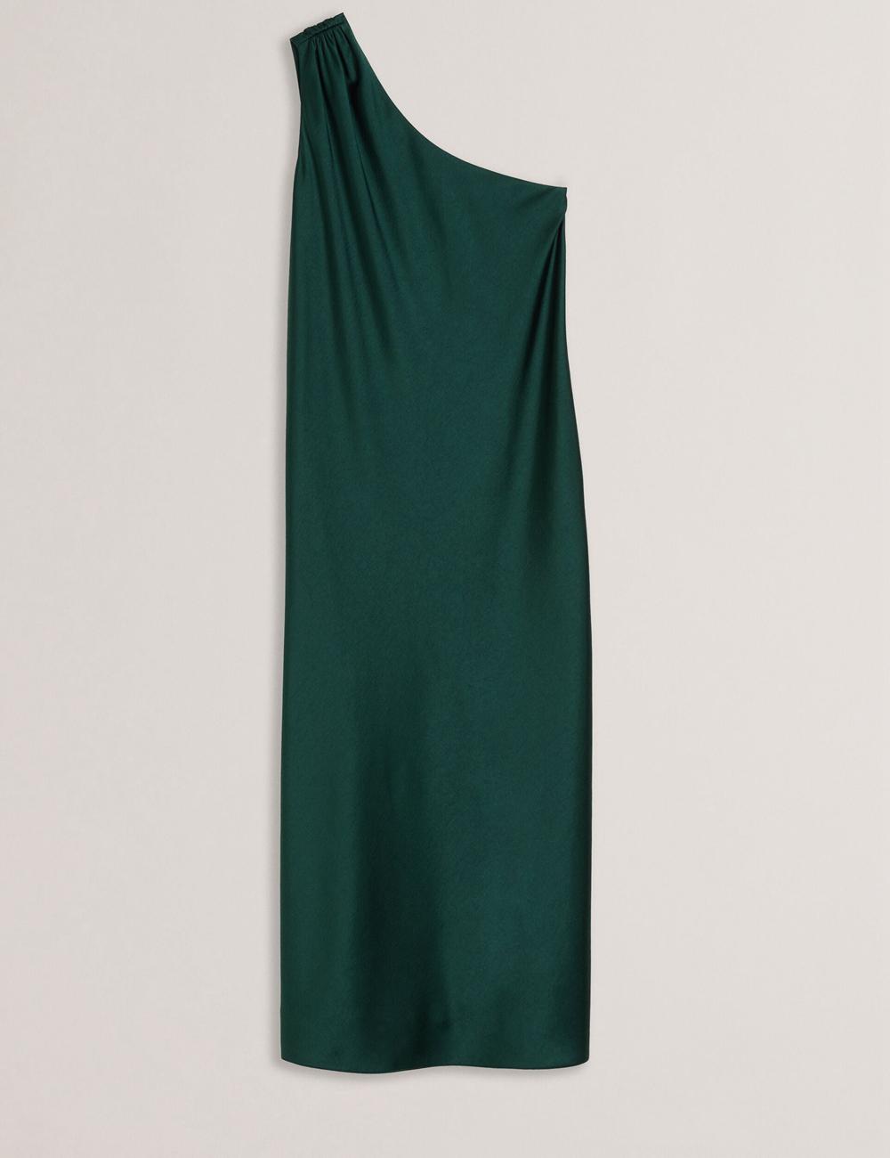Dk-Green Ted Baker MELGAR - Satin One Shoulder Women Midi Dresses | Ireland  2096-ZIJAD
