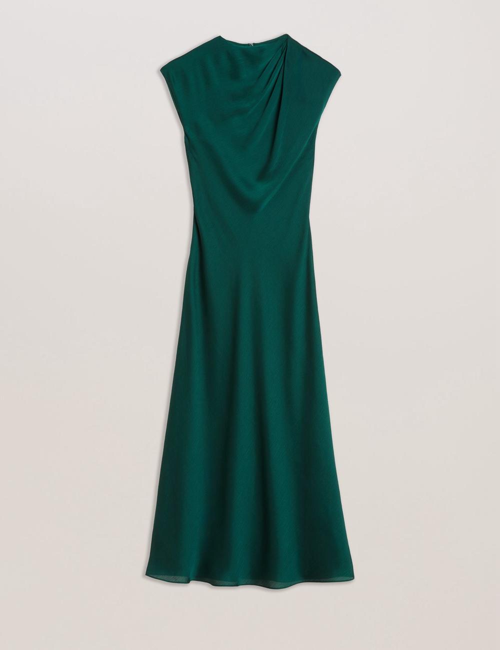 Dk-Green Ted Baker RIMINI - Chiffon Drape Neck Detail Women Maxi Dresses | Ireland  0819-PKTJD