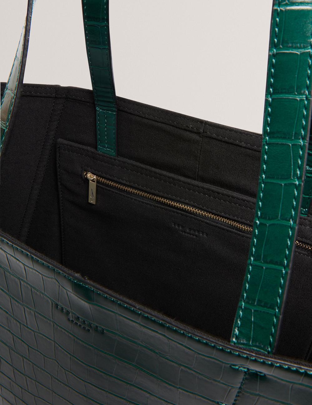 Dk-Green Ted Baker SOPHYNA - Croc Effect Folding Shopper Women Shopper Bags | Ireland  2104-EDSUP